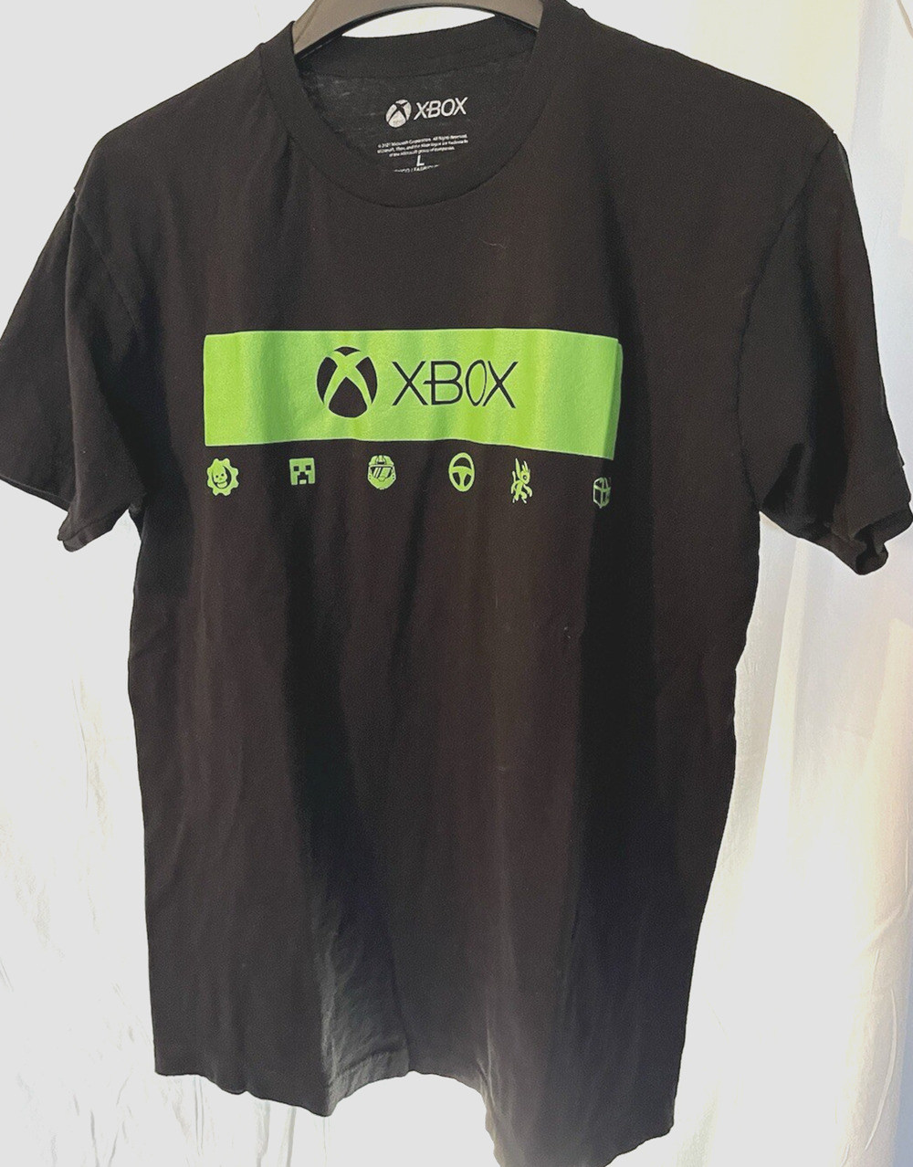 Xbox Logo Graphic T-Shirt Men's Large Black Green Short Sleeve Gaming Tee